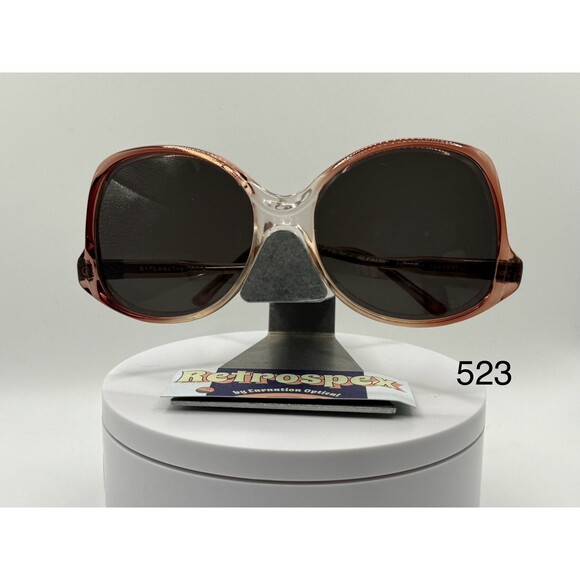Vintage Oversize Sunglasses NOS Drop Temple Grey Lens Brown Fade Frame Diplomat - Picture 1 of 10